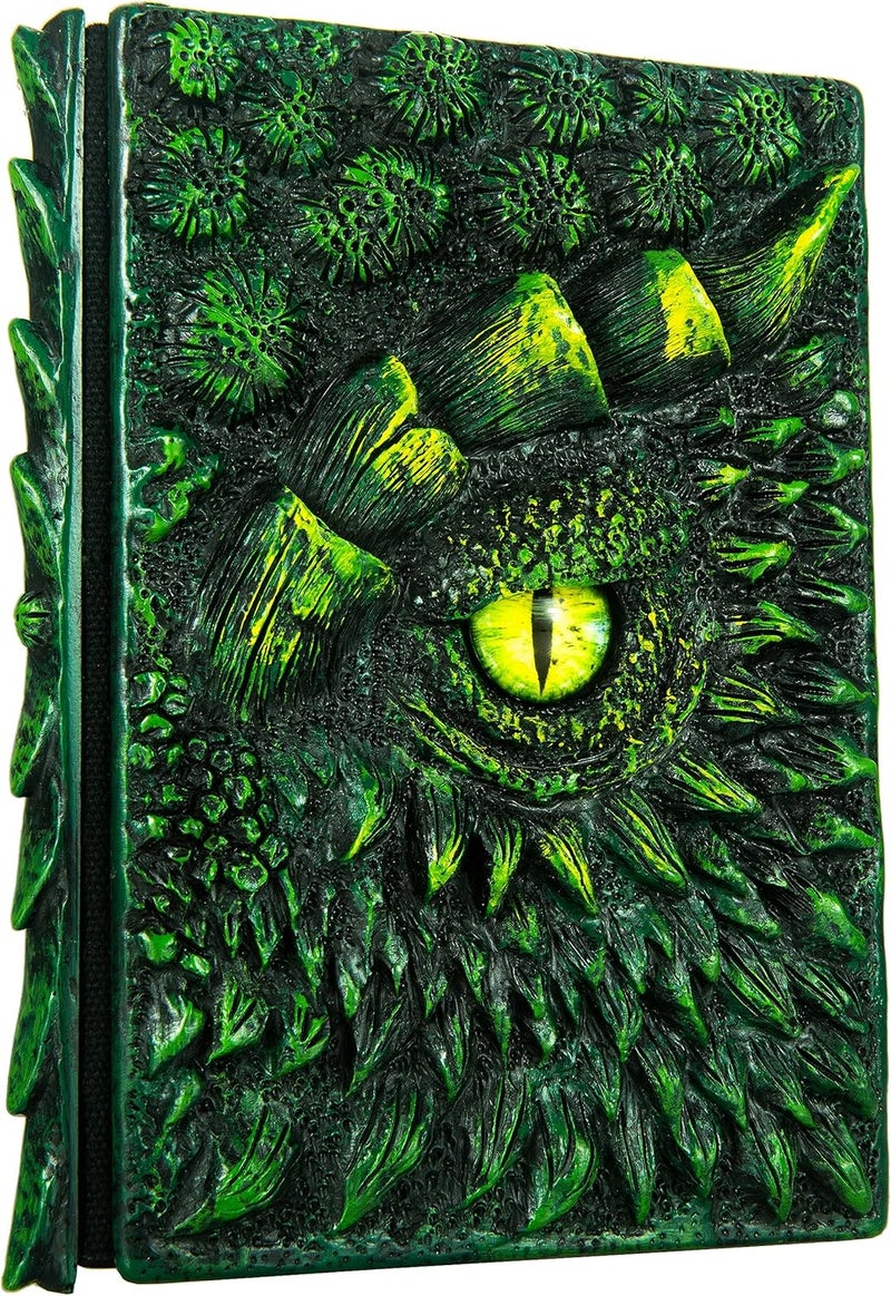 LZlightactor 3D Dragon Eye Embossed Journal,Resin Engraving Notebook,Dnd notebook for Dragon Lovers ，Blank Paper,Hardcover Travel Notepad for Writing,Sketchbook,Collection,Gift,Decoration A4 and A5 Size (A5-Green) - Image 1